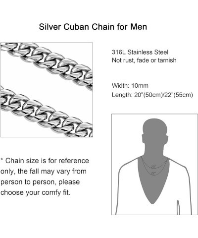 Cuban Link Chain Necklace for Men Women, 4/6/10MM Stainless Steel Silver Chain for Men, Hip Hop Chain Jewelry Gift for Husban...