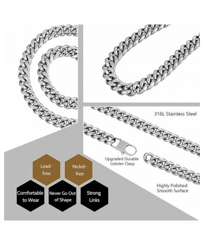 Cuban Link Chain Necklace for Men Women, 4/6/10MM Stainless Steel Silver Chain for Men, Hip Hop Chain Jewelry Gift for Husban...