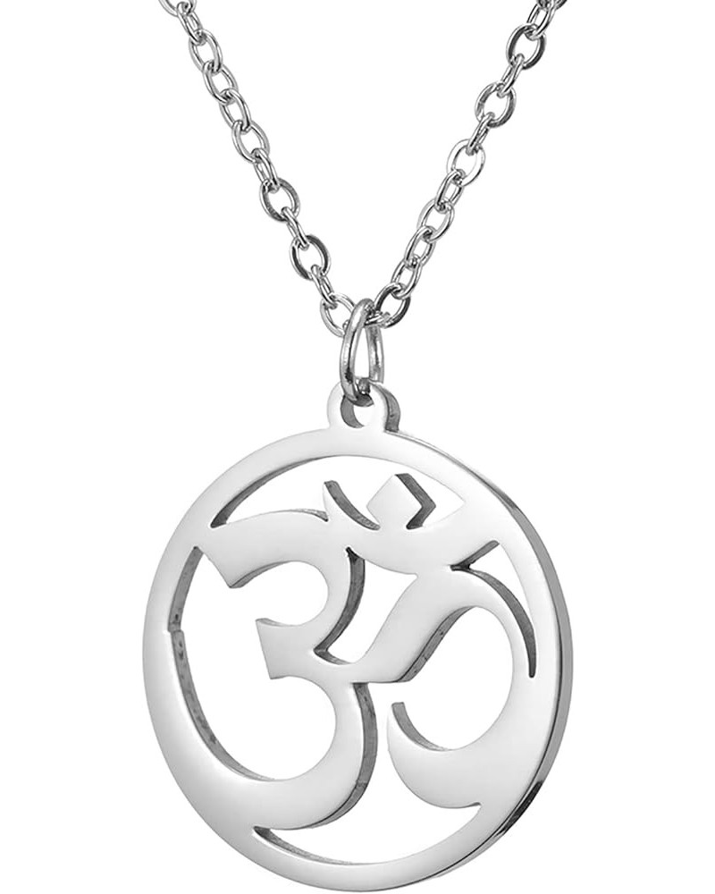 Women OM Necklace Indian Yoga Aum Om Ohm Pendant Necklace Stainless Steel Hindu Meditation Charm Sanskrit Symbol Spiritual Am...