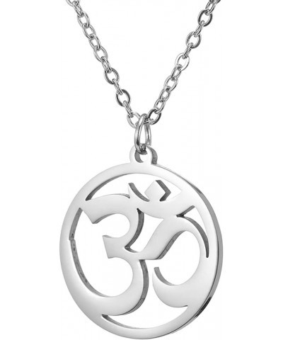 Women OM Necklace Indian Yoga Aum Om Ohm Pendant Necklace Stainless Steel Hindu Meditation Charm Sanskrit Symbol Spiritual Am...