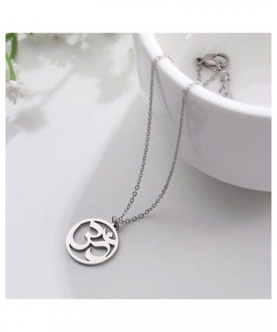 Women OM Necklace Indian Yoga Aum Om Ohm Pendant Necklace Stainless Steel Hindu Meditation Charm Sanskrit Symbol Spiritual Am...