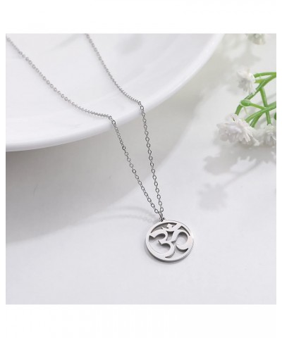 Women OM Necklace Indian Yoga Aum Om Ohm Pendant Necklace Stainless Steel Hindu Meditation Charm Sanskrit Symbol Spiritual Am...