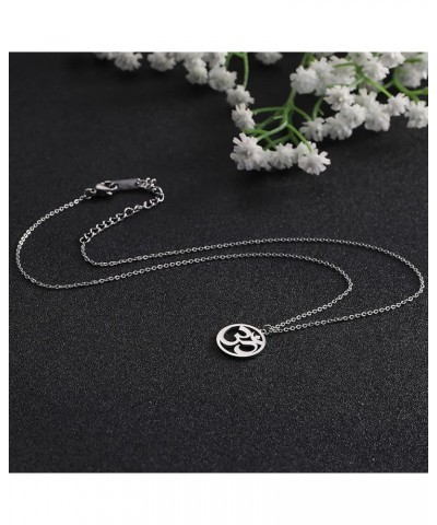 Women OM Necklace Indian Yoga Aum Om Ohm Pendant Necklace Stainless Steel Hindu Meditation Charm Sanskrit Symbol Spiritual Am...