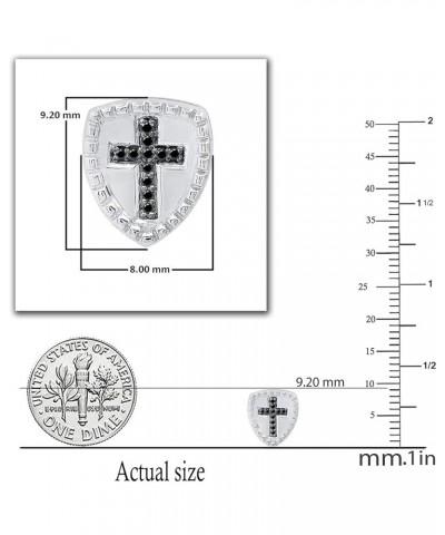 0.04 Carat (ctw) Round Diamond Knight Shield with Faith Cross Shaped Screwback Stud Earrings for Women | Available in 10K/14K...