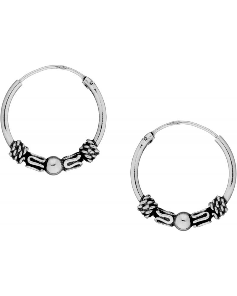 16 mm Balinese Indo Bali Hoops - 925 Sterling Silver Hoop Earrings - Small Silver Earrings for Women - Cartilage Sleeper Earr...