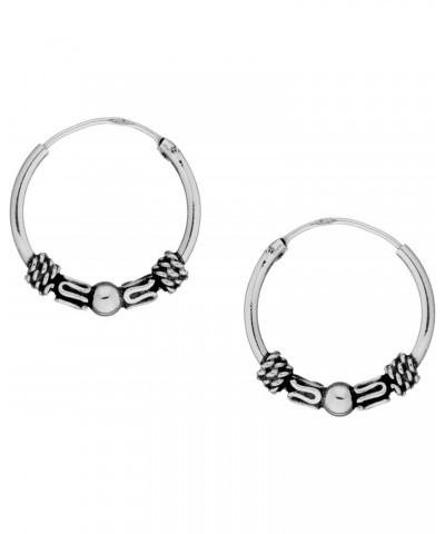 16 mm Balinese Indo Bali Hoops - 925 Sterling Silver Hoop Earrings - Small Silver Earrings for Women - Cartilage Sleeper Earr...