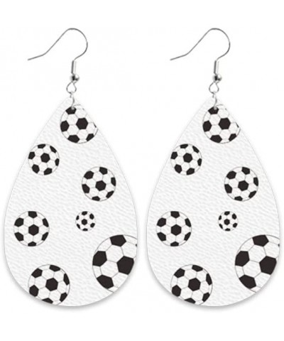 3 Pair Lightweight Glitter Leather Football Earrings Set for Women Girls Sports Game Baseball Baseball Basketball Soccer Tear...