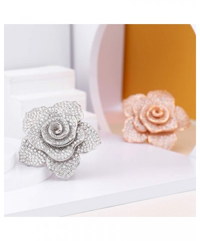 Fashion Ring For Women Wedding Engagement Flower Rose Gold Platinum Zircon Crystal Statement Jewelry rings Rose Gold Color $9...