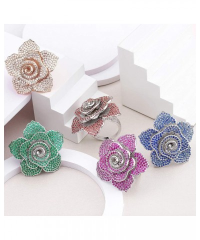 Fashion Ring For Women Wedding Engagement Flower Rose Gold Platinum Zircon Crystal Statement Jewelry rings Rose Gold Color $9...