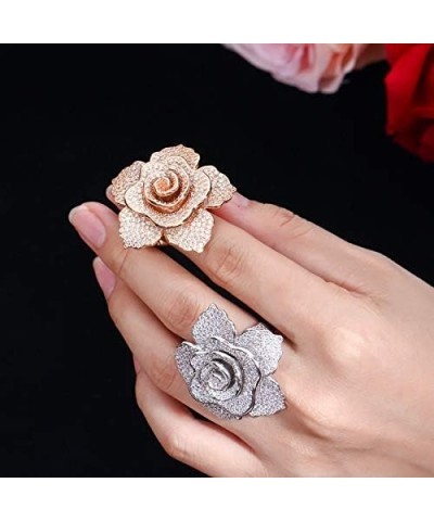 Fashion Ring For Women Wedding Engagement Flower Rose Gold Platinum Zircon Crystal Statement Jewelry rings Rose Gold Color $9...