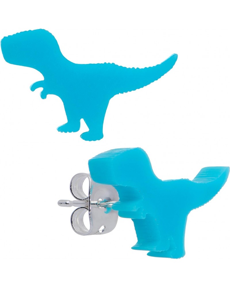 20G Stainless Steel Blue Acrylic Tyrannosaurus Rex Dinosaur Pierced Stud Earrings Set for Women Men $10.82 Earrings