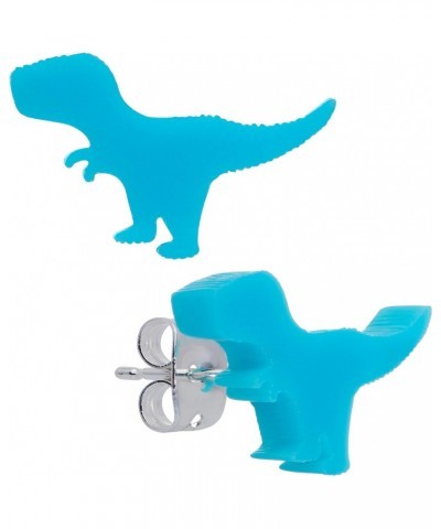 20G Stainless Steel Blue Acrylic Tyrannosaurus Rex Dinosaur Pierced Stud Earrings Set for Women Men $10.82 Earrings