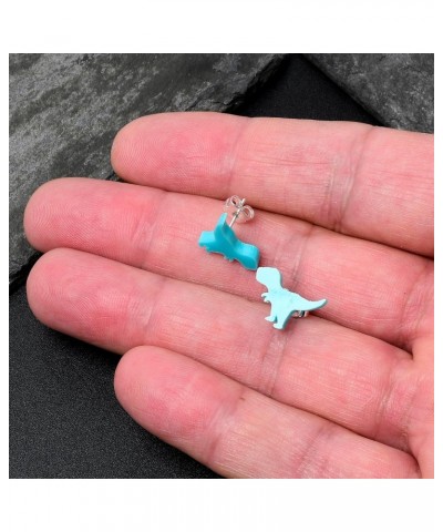 20G Stainless Steel Blue Acrylic Tyrannosaurus Rex Dinosaur Pierced Stud Earrings Set for Women Men $10.82 Earrings