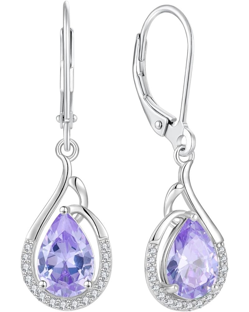 Teardrop Dangle Drop Earrings 925 Sterling Silver Pear Birthstones Leverback Earrings Gift for Women Alexandrite $27.30 Earrings