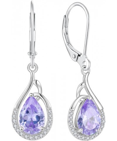 Teardrop Dangle Drop Earrings 925 Sterling Silver Pear Birthstones Leverback Earrings Gift for Women Alexandrite $27.30 Earrings