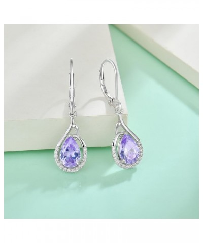 Teardrop Dangle Drop Earrings 925 Sterling Silver Pear Birthstones Leverback Earrings Gift for Women Alexandrite $27.30 Earrings