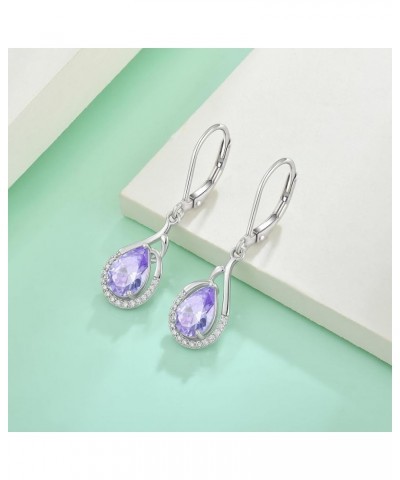 Teardrop Dangle Drop Earrings 925 Sterling Silver Pear Birthstones Leverback Earrings Gift for Women Alexandrite $27.30 Earrings