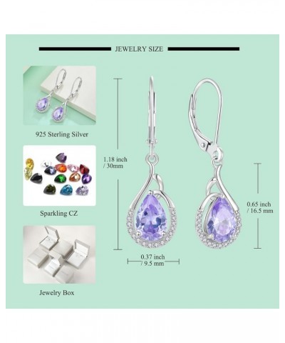 Teardrop Dangle Drop Earrings 925 Sterling Silver Pear Birthstones Leverback Earrings Gift for Women Alexandrite $27.30 Earrings