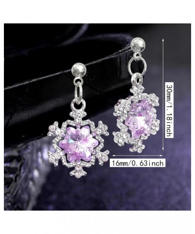 Sparkly Silver Snowflake Dangle Drop Earrings for Women Girls Elegant Chic Rhinestone Crystal Christmas Snowflake Stud Earrin...