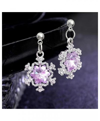 Sparkly Silver Snowflake Dangle Drop Earrings for Women Girls Elegant Chic Rhinestone Crystal Christmas Snowflake Stud Earrin...