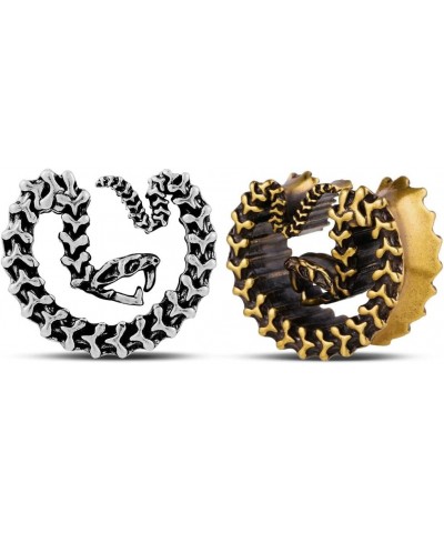 1 Pair Snake Skull Saddle Ear Gauges Cool Ear Plugs Tunnels Expander Stretcher Earrings Body Piercing Jewelry 0g-1"(8mm-25mm)...