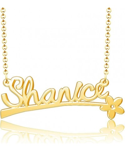 24k Gold Plated Flower Personalized Nameplate Custom Name Necklace Shanice $12.65 Necklaces