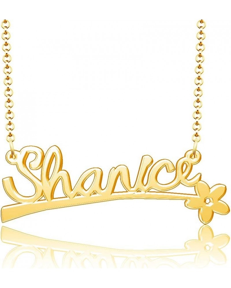 24k Gold Plated Flower Personalized Nameplate Custom Name Necklace Shanice $12.65 Necklaces