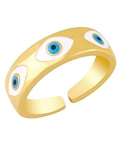 Evil Eye Y2K Rings Colorful Gold Rings Adjustable Aesthetic Rings 14K Gold Plated Statement Rings Enamel Earrings for Women G...