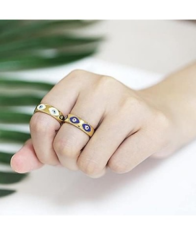 Evil Eye Y2K Rings Colorful Gold Rings Adjustable Aesthetic Rings 14K Gold Plated Statement Rings Enamel Earrings for Women G...