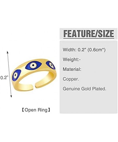 Evil Eye Y2K Rings Colorful Gold Rings Adjustable Aesthetic Rings 14K Gold Plated Statement Rings Enamel Earrings for Women G...