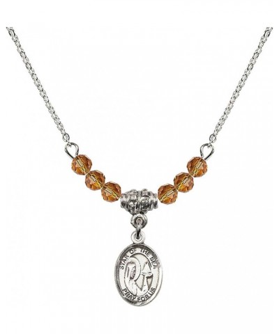 November Birth Month Bead Necklace with Catholic Patron Saint Petite Charm, 18 Inch Our Lady Star of the Sea $32.44 Necklaces