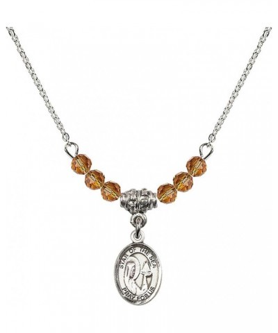 November Birth Month Bead Necklace with Catholic Patron Saint Petite Charm, 18 Inch Our Lady Star of the Sea $32.44 Necklaces