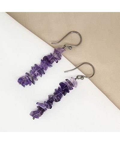 Natural Amethyst Chips Crystal Earring, Yoga Jewelry, Meditation Earring, Crystals Earring, Raw Gemstone, Energy Healing Crys...