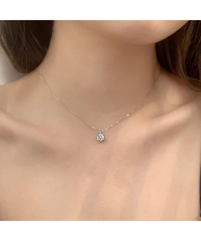 Diamond Necklaces for Women 14K Gold Plated Crystal Solitaire 2.0 Carat CZ Dainty Choker Necklace Dainty Necklace Moissanite ...