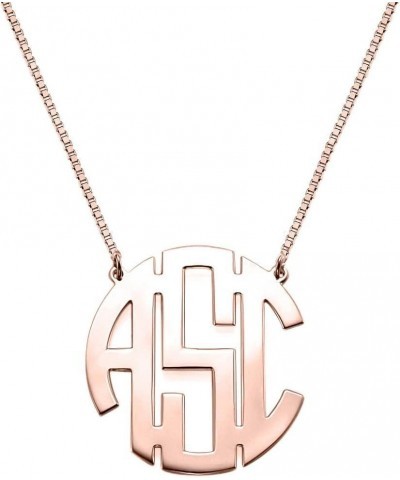 Monogram Necklace Monogrammed Pendant Necklaces for Women Sterling Silver Gold Plated Initial Letter Engraved Toggle Coin Dis...