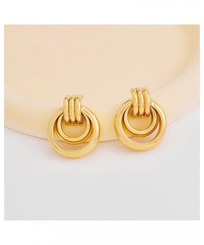 Gold Geometric Earrings Chunky Knot Statement Earrings for Women Twisted Dangle Drop Trendy Stud Earring Fashion Jewelry Gift...