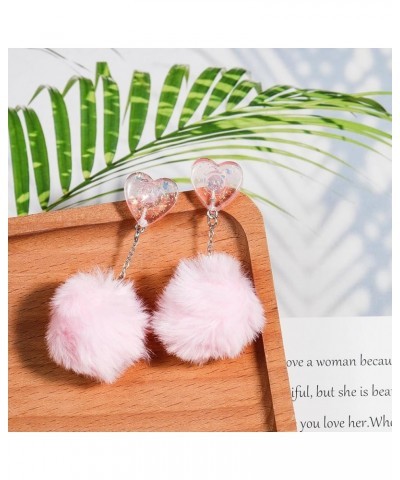 Pom Pom Dangle Earrings Statement Fluffy Fur Ball Drop Earrings for Women Girls Winter Jewelry A 3 $4.65 Earrings