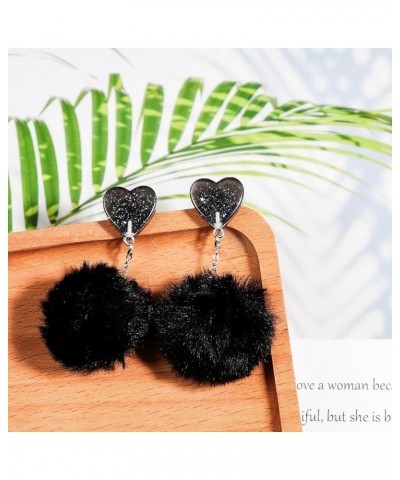 Pom Pom Dangle Earrings Statement Fluffy Fur Ball Drop Earrings for Women Girls Winter Jewelry A 3 $4.65 Earrings