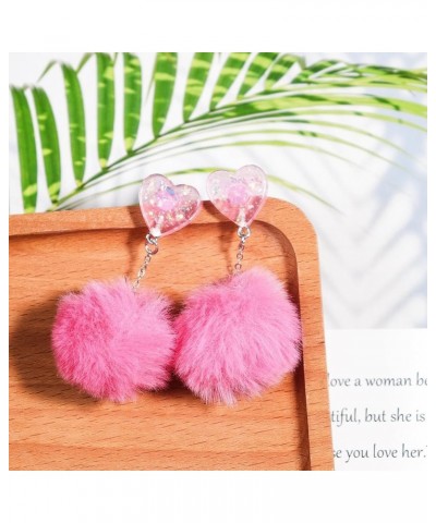 Pom Pom Dangle Earrings Statement Fluffy Fur Ball Drop Earrings for Women Girls Winter Jewelry A 3 $4.65 Earrings