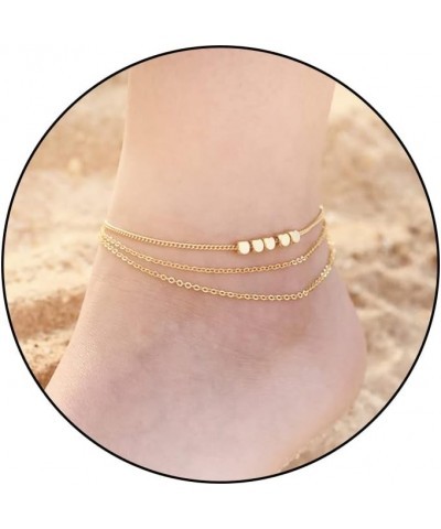 14K Gold Ankle Bracelets for Women, Handmade Dainty Adjustable Ankle Bracelets, Minimalist Summer Beach Gold Anklets for Wome...