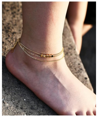 14K Gold Ankle Bracelets for Women, Handmade Dainty Adjustable Ankle Bracelets, Minimalist Summer Beach Gold Anklets for Wome...