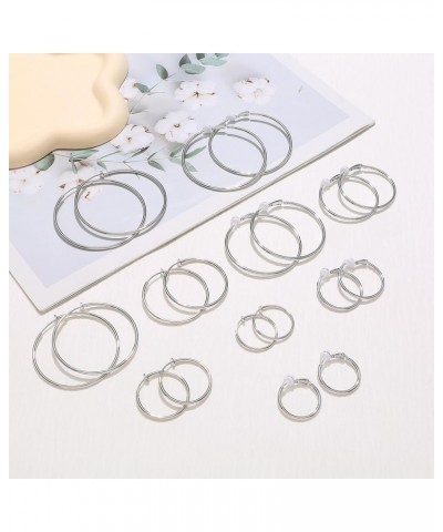 10 Pairs Clip On Hoop Earrings Stainless Steel Clip On Earrings for Women No Piercing Fake Hoop Earrings Spring Hoop Earrings...