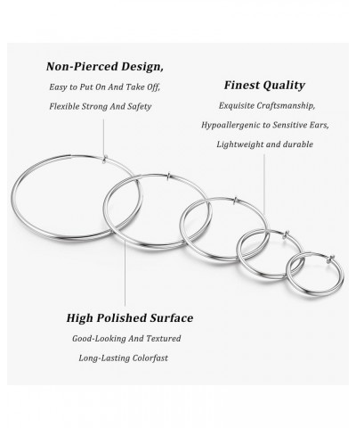 10 Pairs Clip On Hoop Earrings Stainless Steel Clip On Earrings for Women No Piercing Fake Hoop Earrings Spring Hoop Earrings...