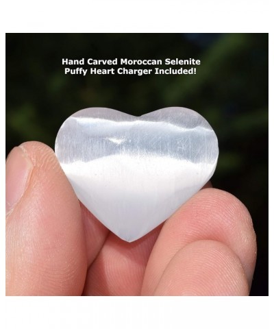 Charged Natural Polished Tumble Stone Gemstone Crystal Pendant + 20" Stainless Steel Chain + Selenite Charging Heart [Include...