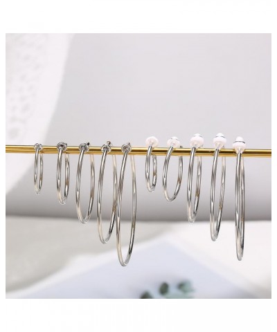 10 Pairs Clip On Hoop Earrings Stainless Steel Clip On Earrings for Women No Piercing Fake Hoop Earrings Spring Hoop Earrings...