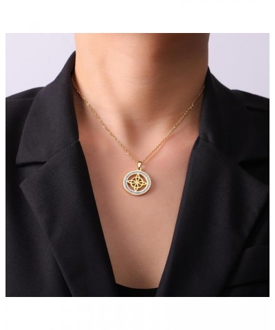 Rhinestone Witches Knot Necklace Stainless Steel Celtic Knot Pendant Amulet Jewelry for Women Witches Knot 3 - Gold $9.71 Nec...