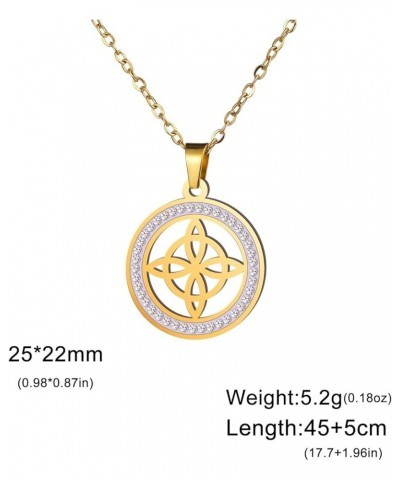 Rhinestone Witches Knot Necklace Stainless Steel Celtic Knot Pendant Amulet Jewelry for Women Witches Knot 3 - Gold $9.71 Nec...