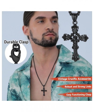 Cross Necklace for Men, Christian Crucifix Protection Amulet Pendant Necklace Stainless Steel Jewelry for Women 07. Jesus-Bla...