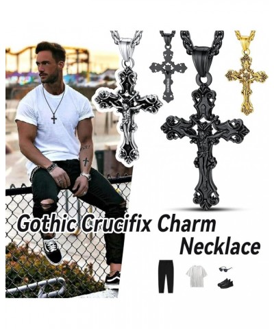 Cross Necklace for Men, Christian Crucifix Protection Amulet Pendant Necklace Stainless Steel Jewelry for Women 07. Jesus-Bla...