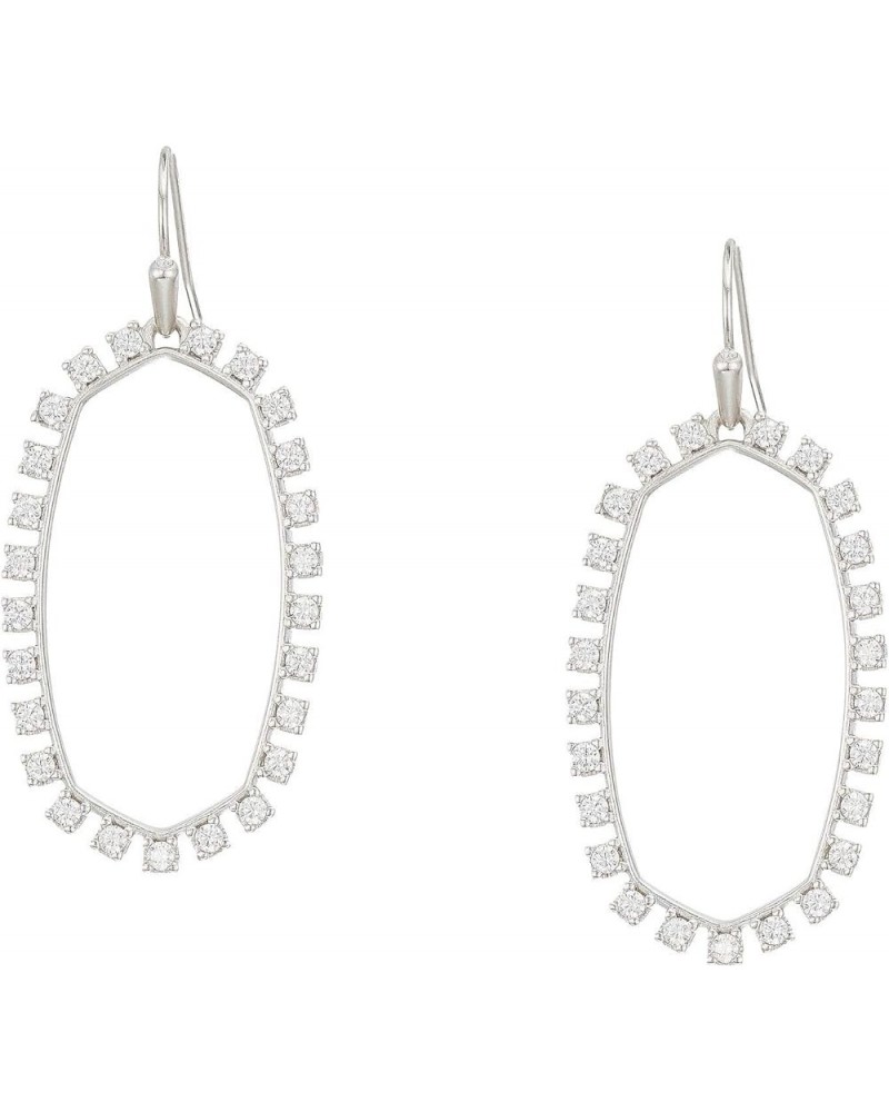 Elle Open Frame Earrings One Size Rhodium Metal White Cz $38.64 Earrings